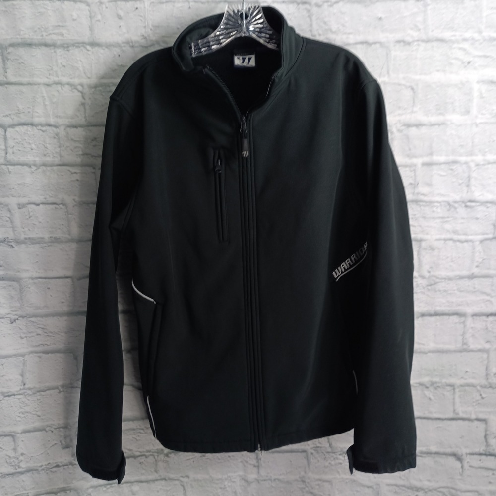 Warrior Mens Black Softshell Full Zip Athletic Jacket  Medium Embroidered Hockey